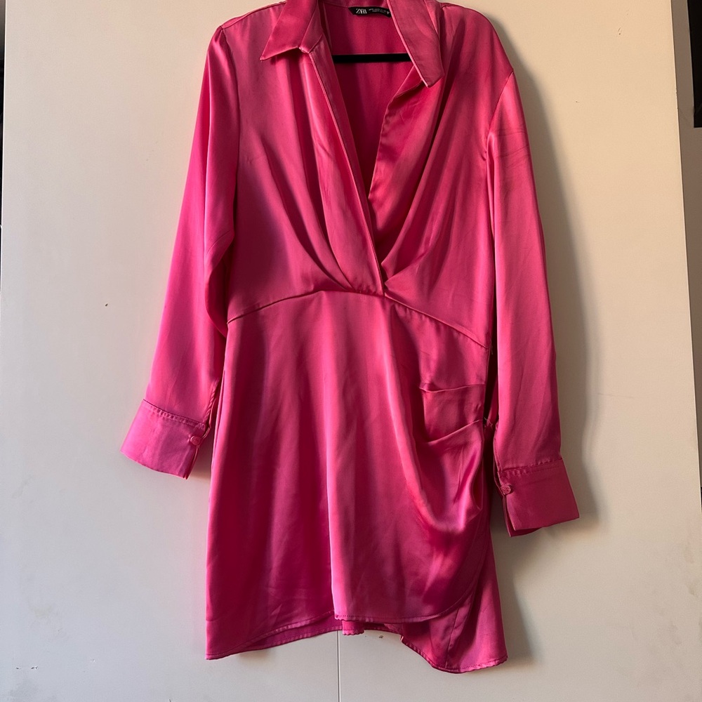Vibrant Pink Long Sleeve Dress